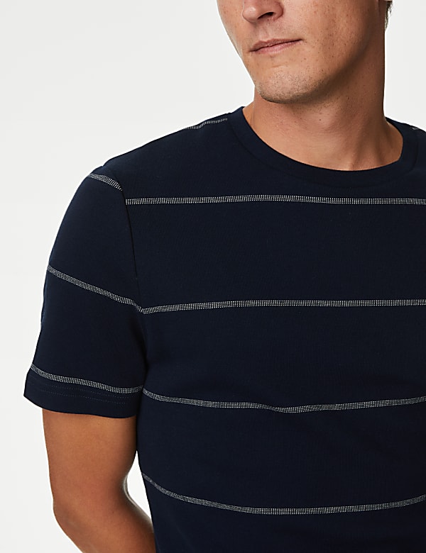 Pure Cotton Double Knit Striped T-Shirt