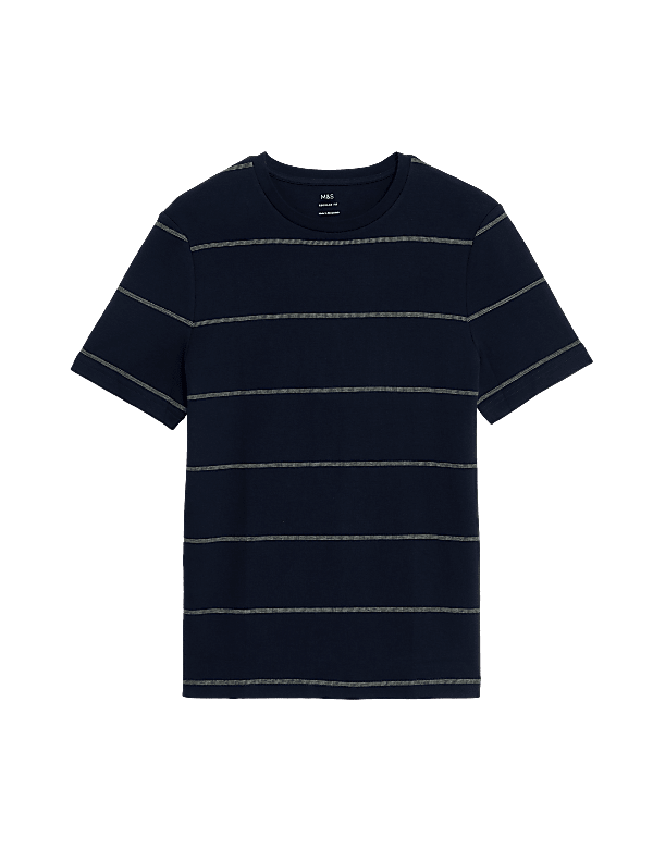 Pure Cotton Double Knit Striped T-Shirt