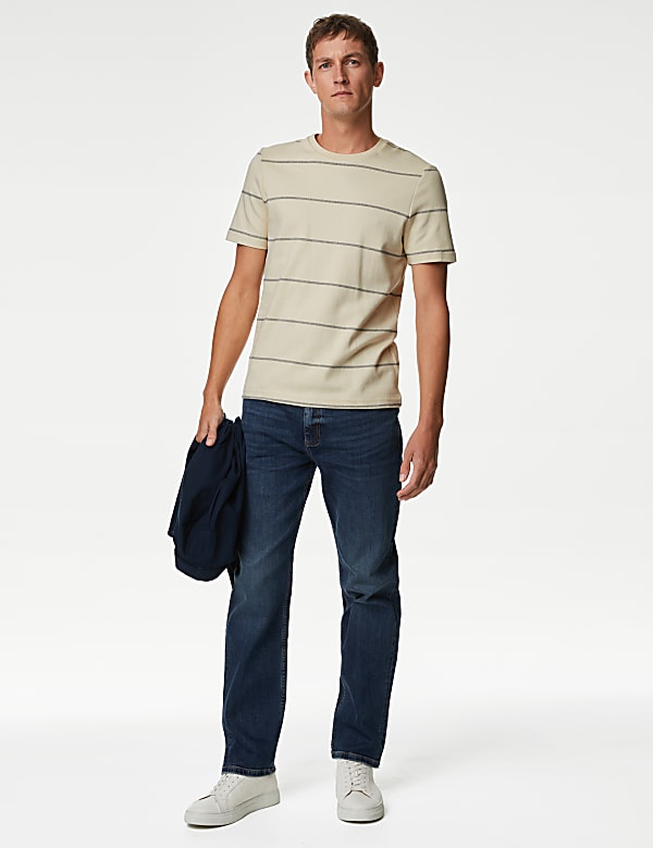 Pure Cotton Double Knit Striped T-Shirt