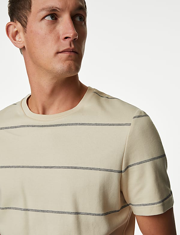 Pure Cotton Double Knit Striped T-Shirt