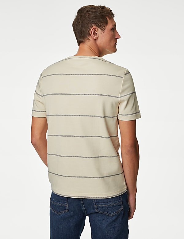 Pure Cotton Double Knit Striped T-Shirt