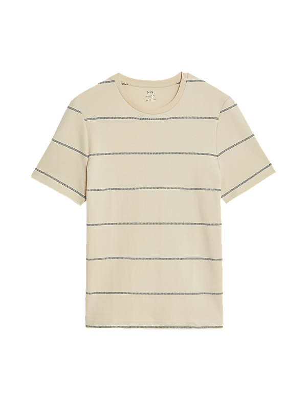 Pure Cotton Double Knit Striped T-Shirt