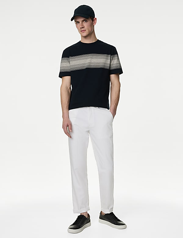 Pure Cotton Striped Crew Neck T-Shirt