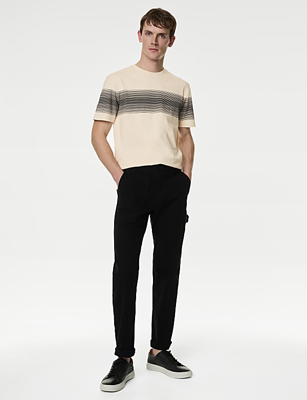 Pure Cotton Striped Crew Neck T-Shirt