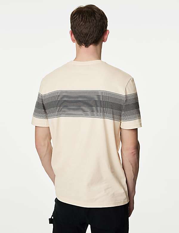 Pure Cotton Striped Crew Neck T-Shirt