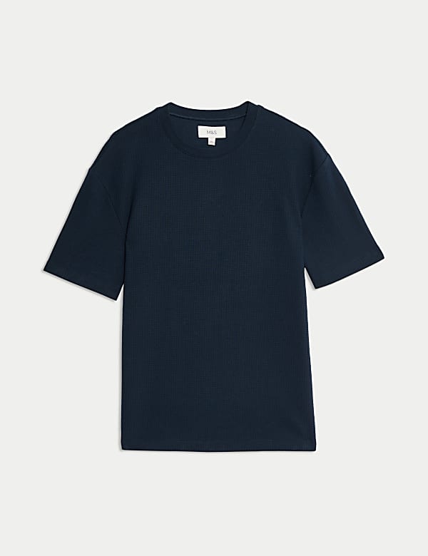 Relaxed Pure Cotton Waffle T-Shirt - US