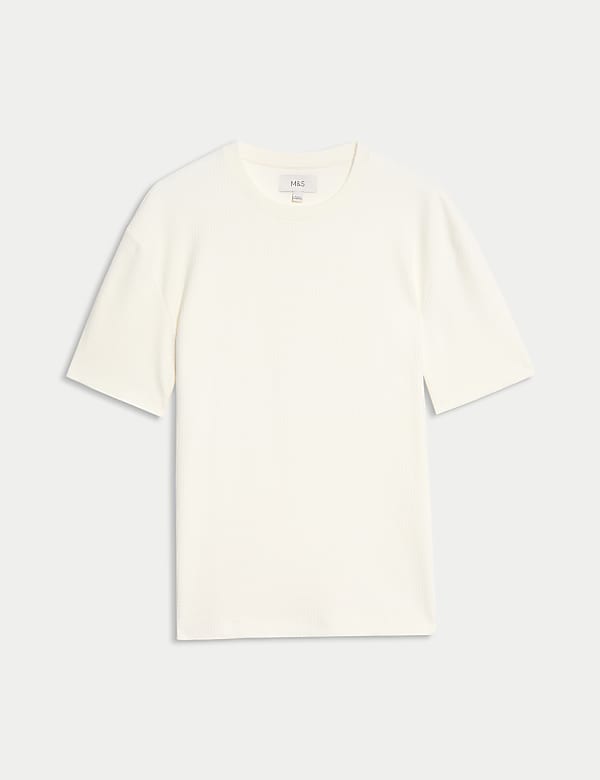 Relaxed Pure Cotton Waffle T-Shirt - ID