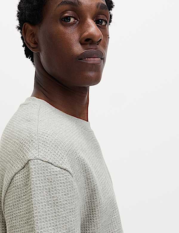 Relaxed Pure Cotton Waffle T-Shirt - FR