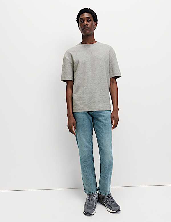 Relaxed Pure Cotton Waffle T-Shirt - FR