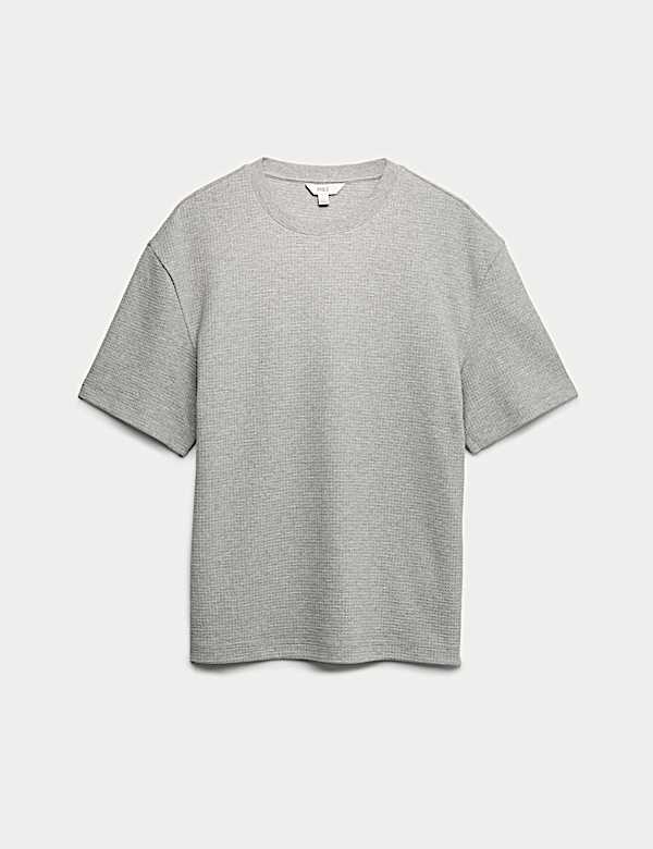 Relaxed Pure Cotton Waffle T-Shirt - FR