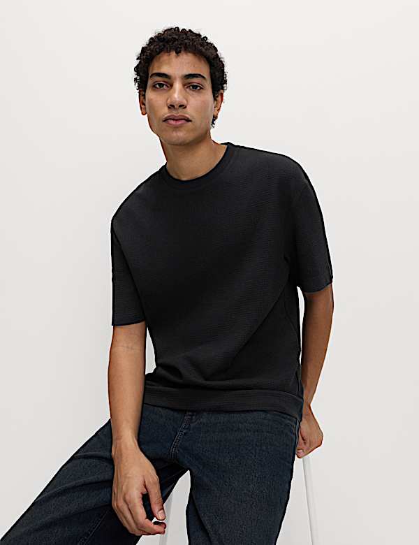 Relaxed Pure Cotton Waffle T-Shirt