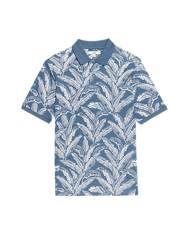 Pure Cotton Banana Leaf Print Polo Shirt