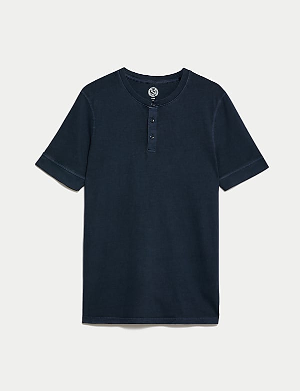 Pure Cotton Henley T-Shirt - NO