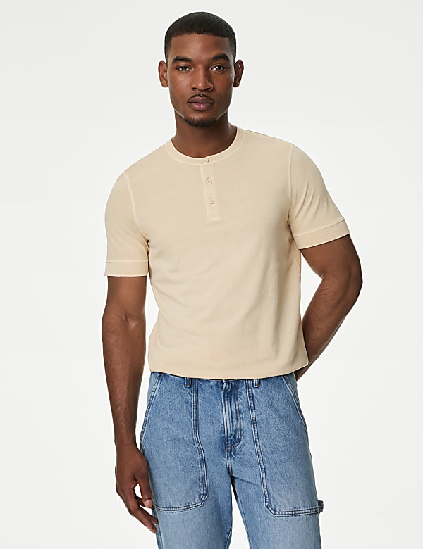 Pure Cotton Henley T-Shirt - IS