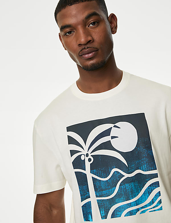Pure Cotton Palm Print T-Shirt