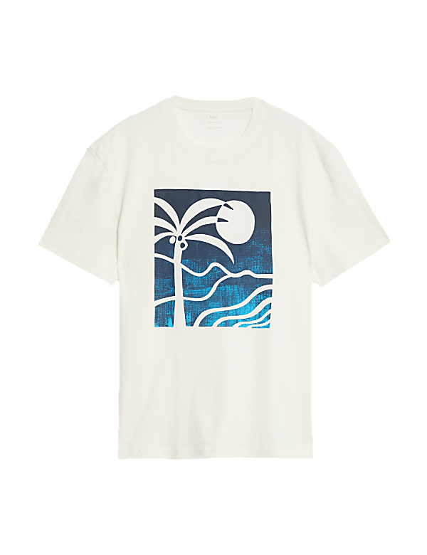 Pure Cotton Palm Print T-Shirt
