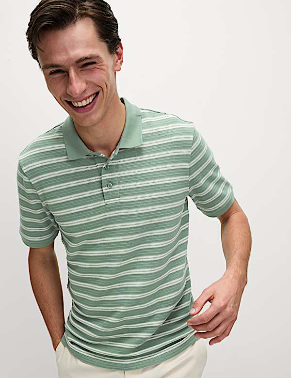 Cotton Rich Striped Polo Shirt - VN
