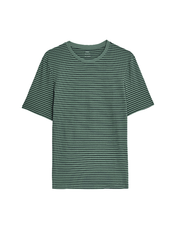 Pure Cotton Striped Crew Neck T-Shirt