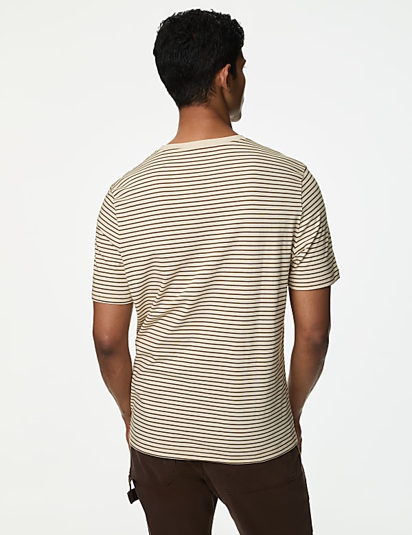 Pure Cotton Striped Crew Neck T-Shirt