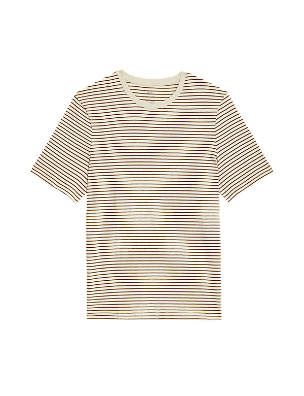 Pure Cotton Striped Crew Neck T-Shirt