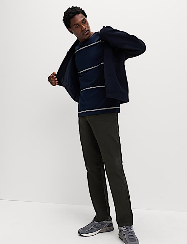 Pure Cotton Striped Relaxed Crew Neck T-Shirt