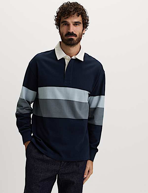 Pure Cotton Striped Rugby Shirt - NZ