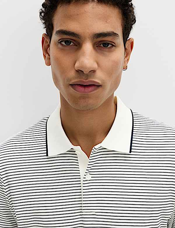Pure Cotton Striped Polo Shirt