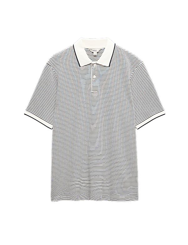 Pure Cotton Striped Polo Shirt