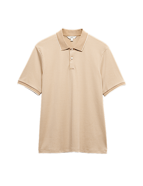 Pure Cotton Striped Polo Shirt