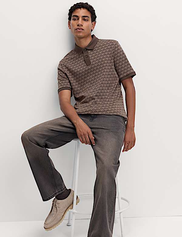 Pure Cotton Geometric Print Polo