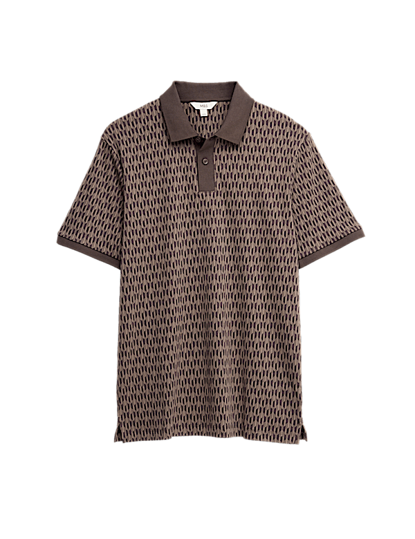 Pure Cotton Geometric Print Polo