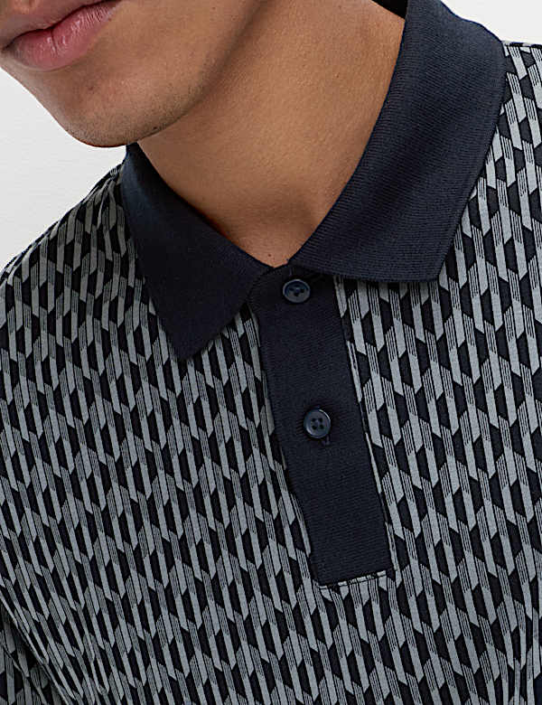 Pure Cotton Geometric Print Polo