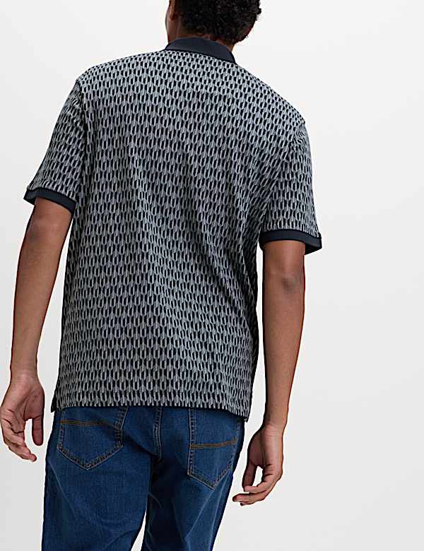 Pure Cotton Geometric Print Polo