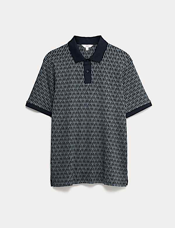 Pure Cotton Geometric Print Polo - AL