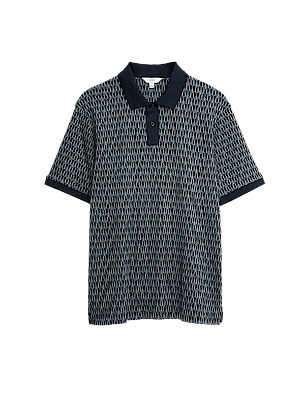 Pure Cotton Geometric Print Polo
