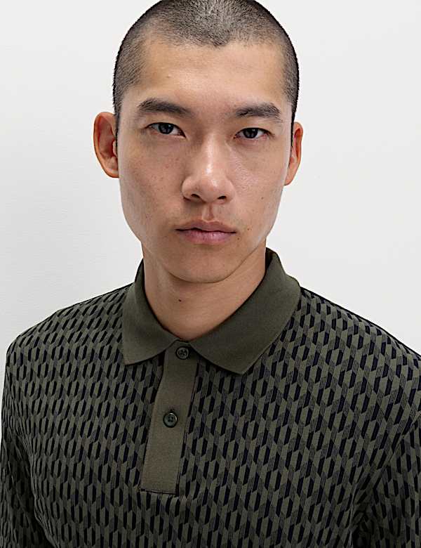 Pure Cotton Geometric Print Polo - SK