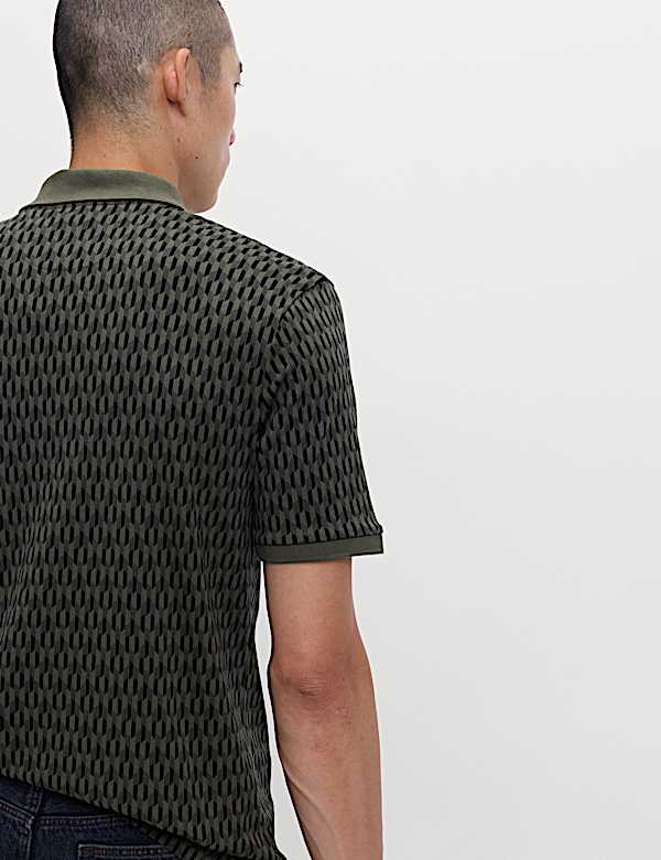 Pure Cotton Geometric Print Polo - SK
