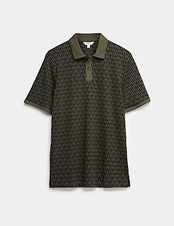 Pure Cotton Geometric Print Polo - SK