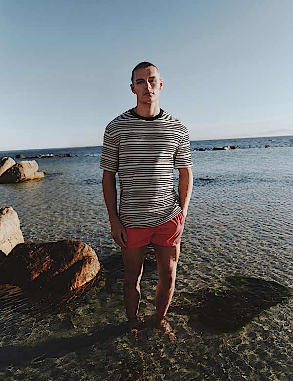 Relaxed Fit Cotton Rich Textured Striped T-Shirt