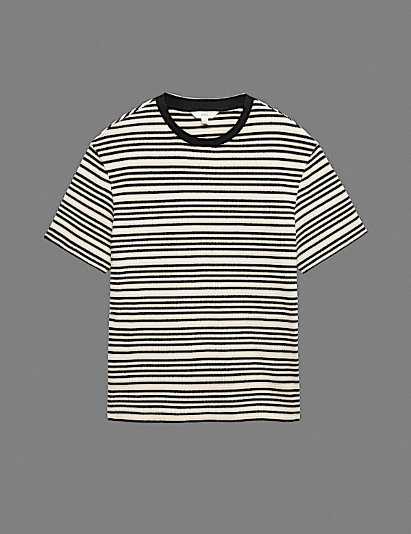 Relaxed Fit Cotton Rich Textured Striped T-Shirt