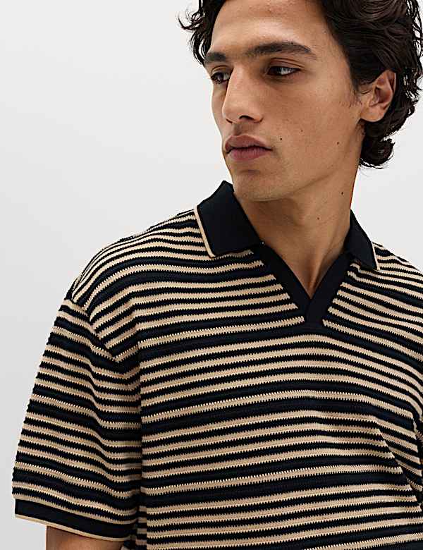 Relaxed Fit Cotton Rich Textured Polo Shirt