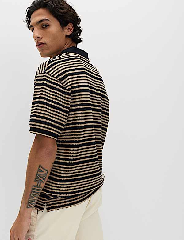 Relaxed Fit Cotton Rich Textured Polo Shirt