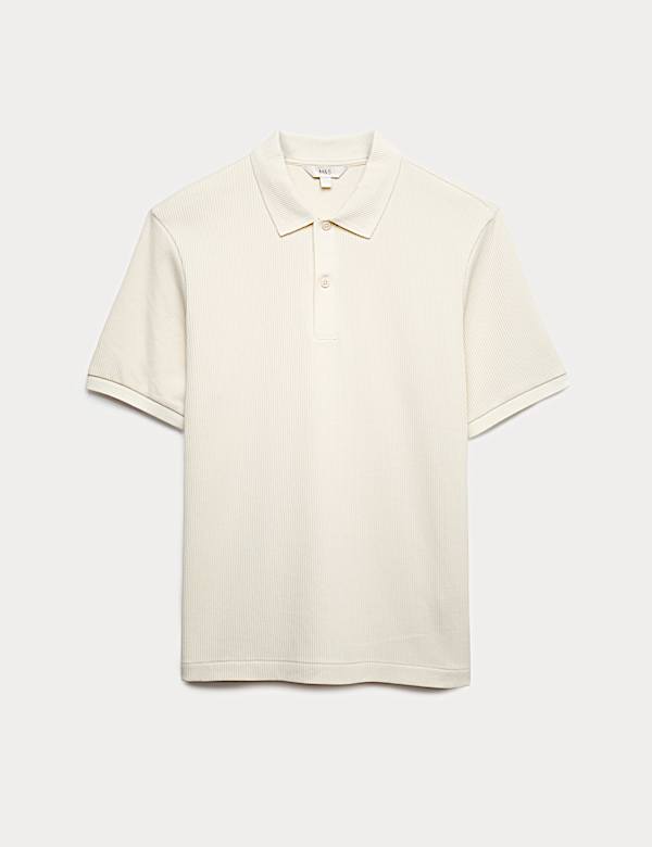 Pure Cotton Textured Polo Shirt - LU