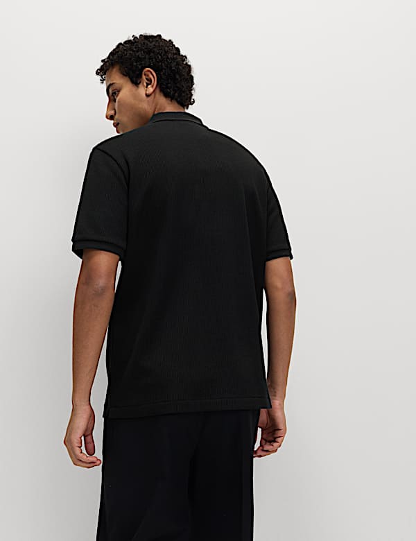 Pure Cotton Textured Polo Shirt - RS