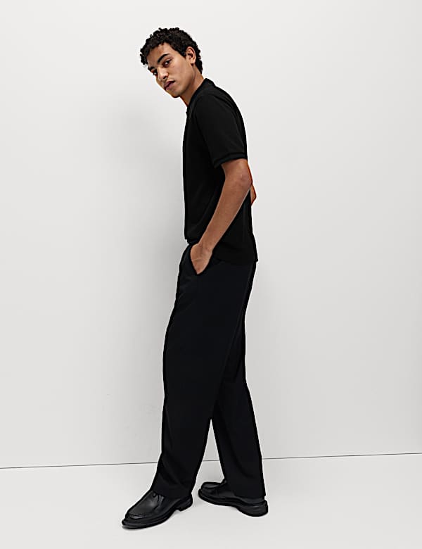 Pure Cotton Textured Polo Shirt - RS