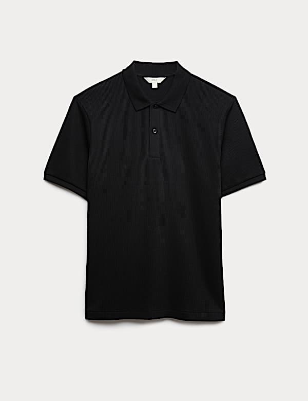 Pure Cotton Textured Polo Shirt - RS