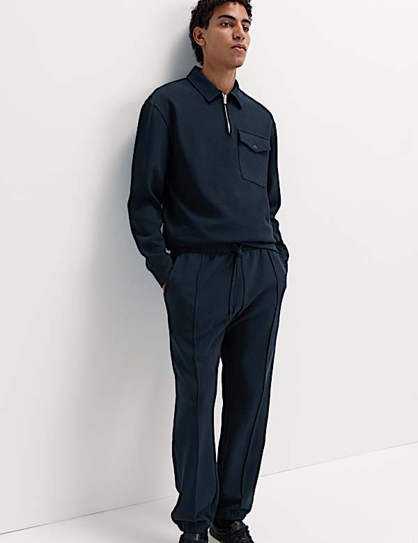 Piqu&eacute; top met korte rits van een katoenmix - NL