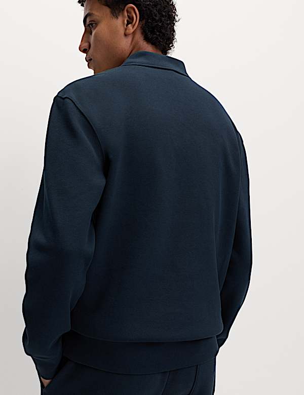 Piqu&eacute; top met korte rits van een katoenmix - NL