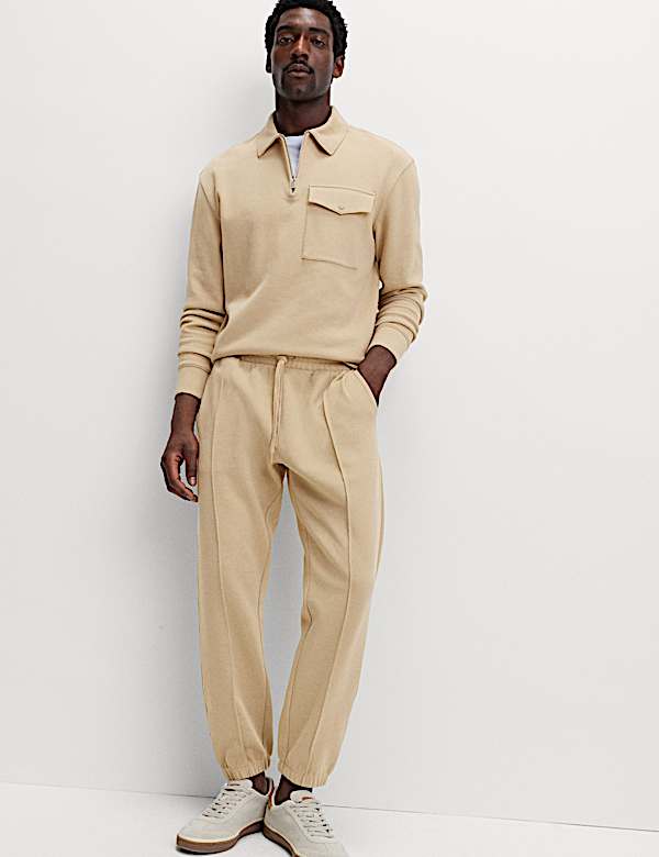 Cotton Blend Pique Half Zip Top - US