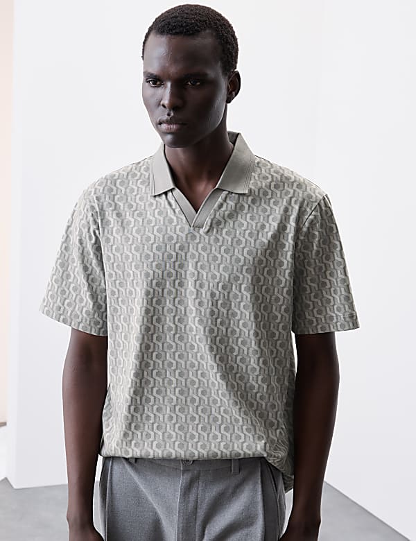 Pure Supima® Cotton Geometric Polo Shirt